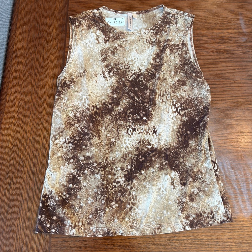 Susan‎ Lawrence Womens Brown Floral Fairy Grunge Sleeveless Tank Top Small